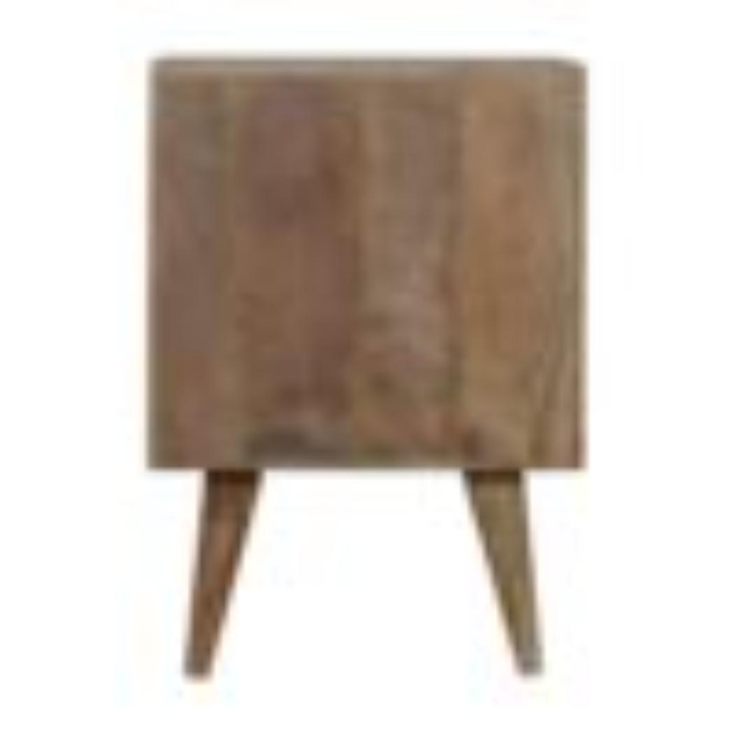 Mixed Finish Bedside Table | Solid Mango Wood | Handcrafted Pattern | Bedroom Storage