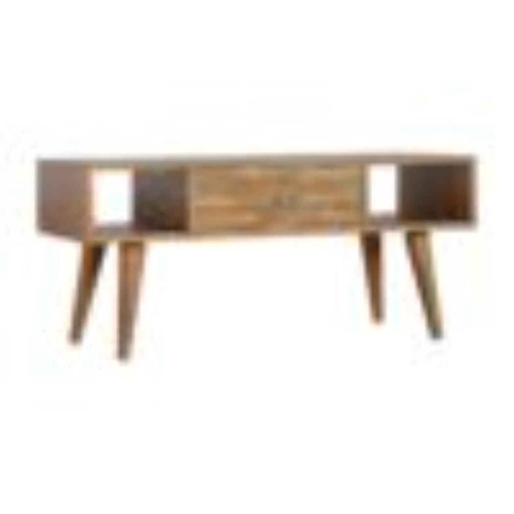 Mixed Finish Coffee Table | Solid Mango Wood | Handcrafted Pattern | Living Room Centrepiece