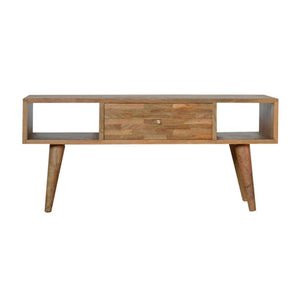 Mixed Finish Coffee Table | Solid Mango Wood | Handcrafted Pattern | Living Room Centrepiece