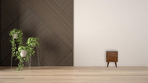 Mixed Pattern Bedside Table | Solid Mango Wood | Chestnut Finish | Artisan Nightstand
