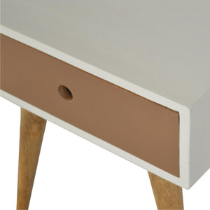 Mocha and White Mango Wood Bedside Table | 1 Drawer