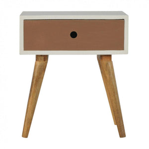 Mocha and White Mango Wood Bedside Table | 1 Drawer