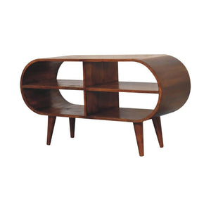 Moda Chestnut Open Media Unit | Solid Mango Wood | 4 Shelf TV & Display Storage