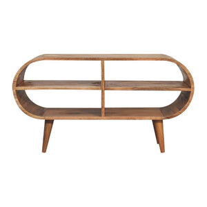 Moda Oak-Ish Open Media Unit | Solid Mango Wood | 4 Shelf TV & Display Storage
