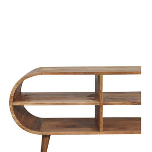 Moda Oak-Ish Open Media Unit | Solid Mango Wood | 4 Shelf TV & Display Storage