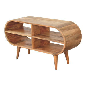 Moda Oak-Ish Open Media Unit | Solid Mango Wood | 4 Shelf TV & Display Storage