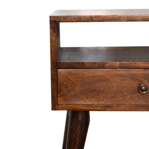 Modern Solid Wood Bedside Table | Chestnut Finish | Natural Timber Storage