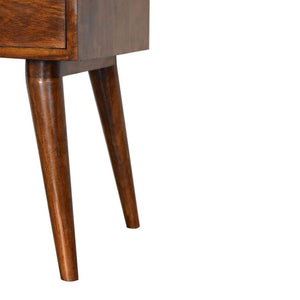 Modern Solid Wood Bedside Table | Chestnut Finish | Natural Timber Storage