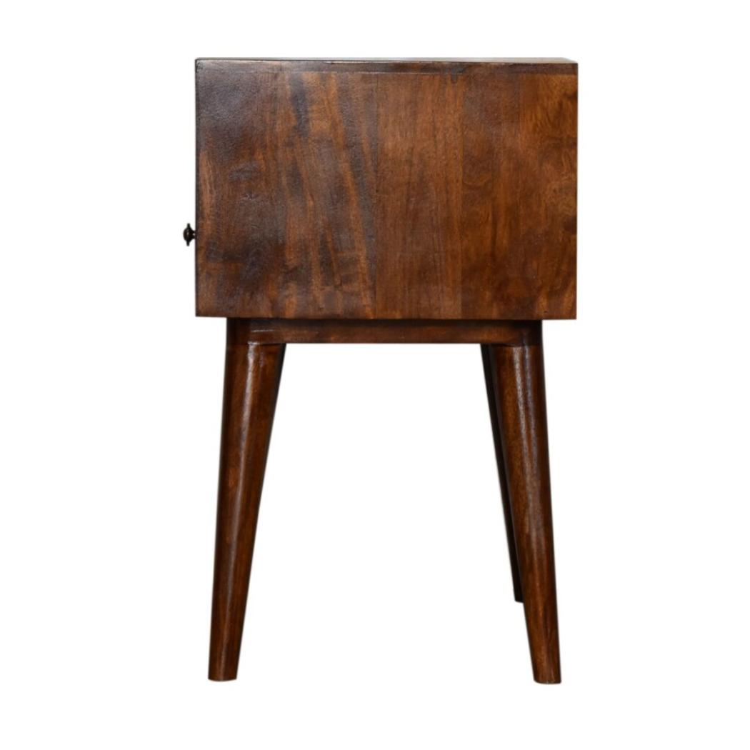 Modern Solid Wood Bedside Table | Chestnut Finish | Natural Timber Storage