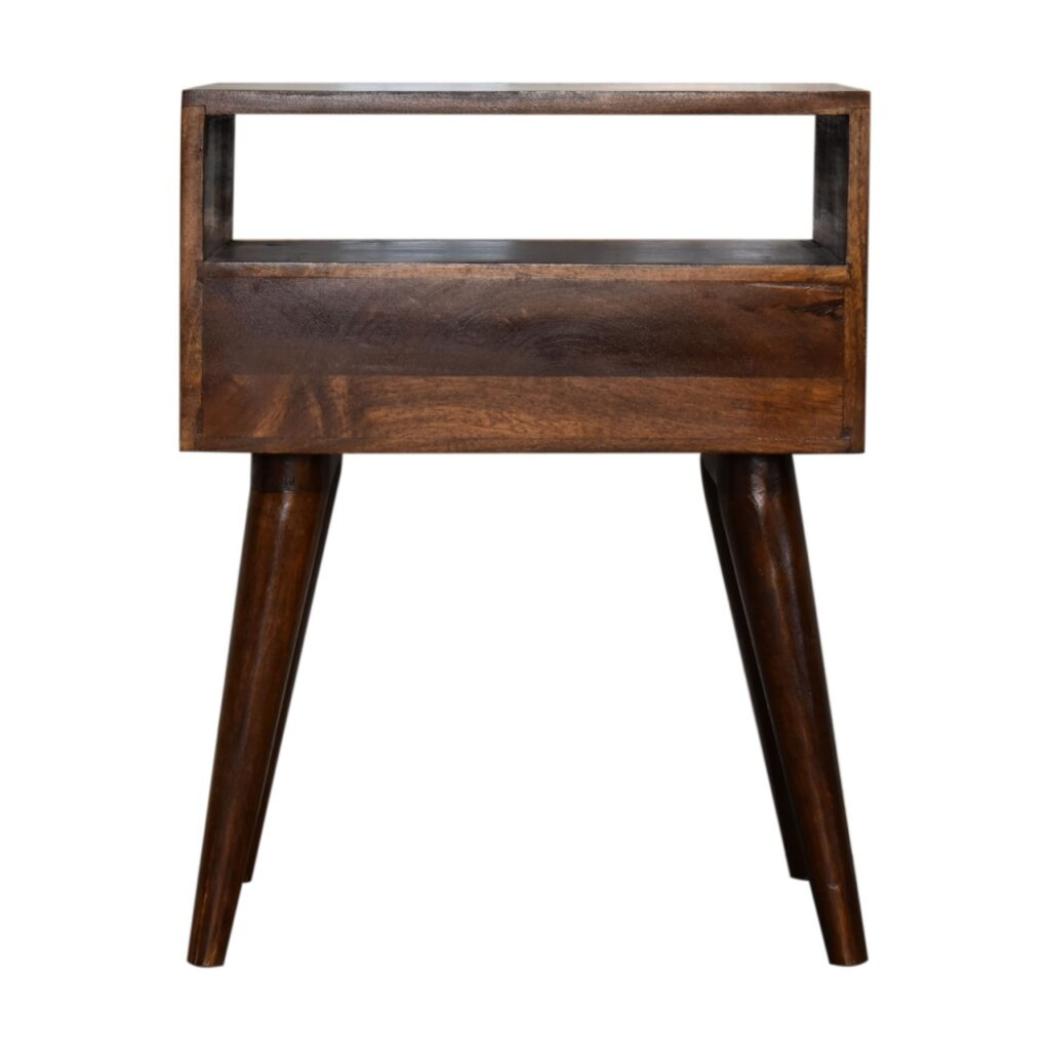 Modern Solid Wood Bedside Table | Chestnut Finish | Natural Timber Storage