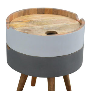 Modular Mango Wood Bedside Table | Grey & White 3-Drawer Design