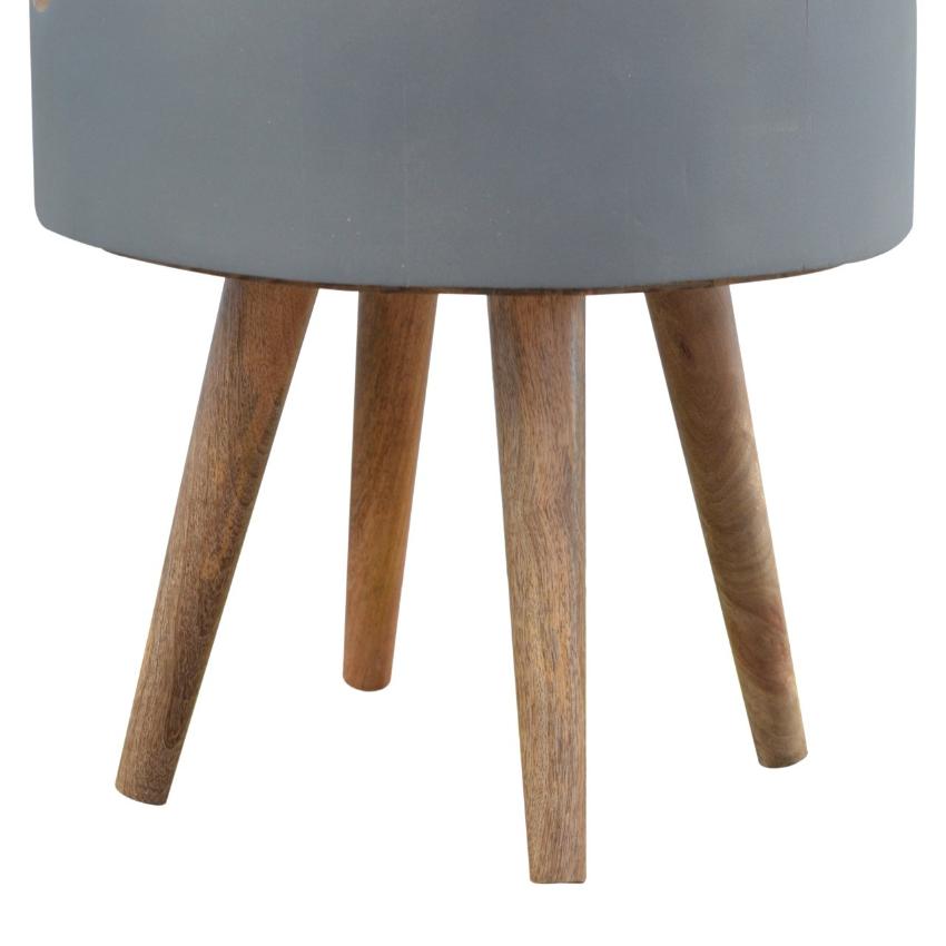 Modular Mango Wood Bedside Table | Grey & White 3-Drawer Design