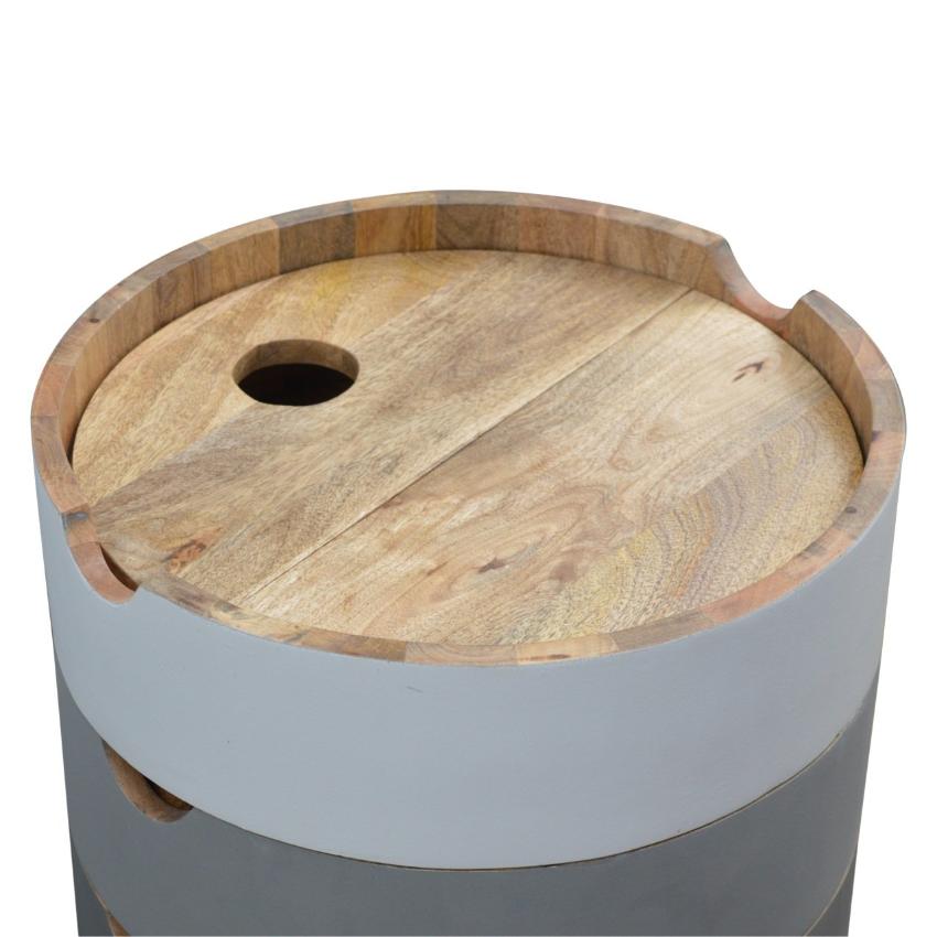 Modular Mango Wood Bedside Table | Grey & White 3-Drawer Design