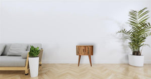 Mokka Patterned Bedside Table | Solid Mango Wood | Oak Finish | 2 Drawers