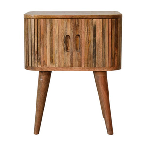 Mokka Patterned Bedside Table | Solid Mango Wood | Oak Finish | 2 Drawers