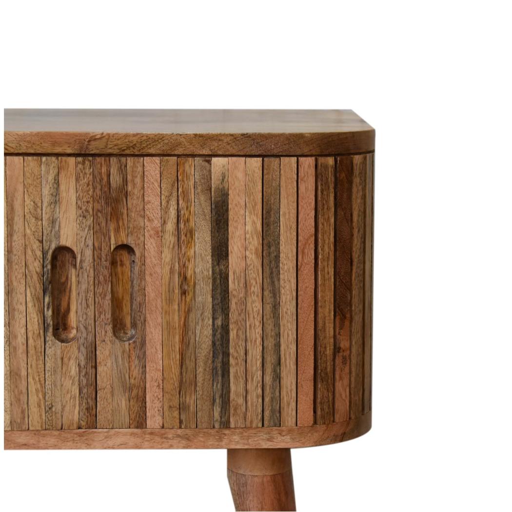 Mokka Patterned Bedside Table | Solid Mango Wood | Oak Finish | 2 Drawers