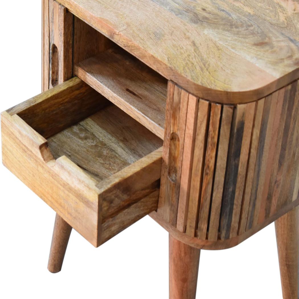 Mokka Patterned Bedside Table | Solid Mango Wood | Oak Finish | 2 Drawers