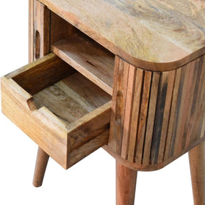 Mokka Patterned Bedside Table | Solid Mango Wood | Oak Finish | 2 Drawers