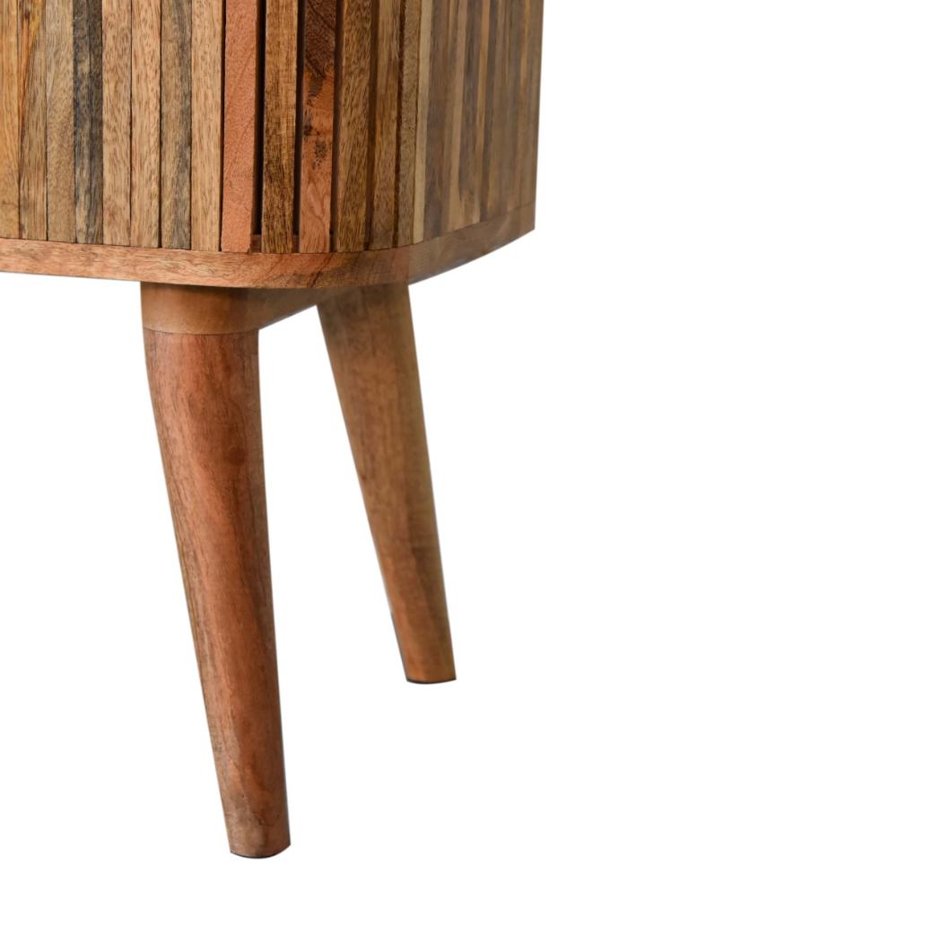 Mokka Patterned Bedside Table | Solid Mango Wood | Oak Finish | 2 Drawers