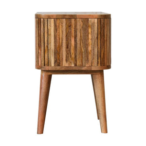 Mokka Patterned Bedside Table | Solid Mango Wood | Oak Finish | 2 Drawers