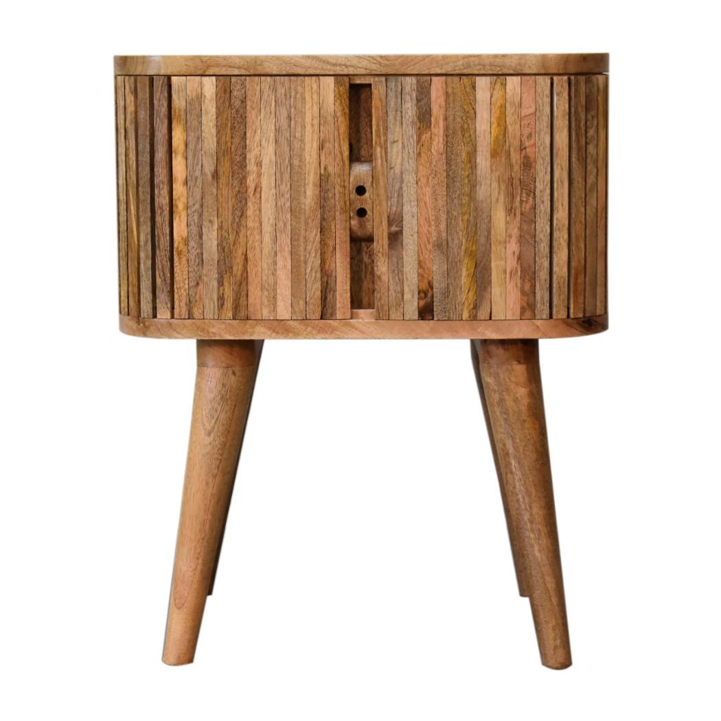 Mokka Patterned Bedside Table | Solid Mango Wood | Oak Finish | 2 Drawers