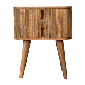 Mokka Patterned Bedside Table | Solid Mango Wood | Oak Finish | 2 Drawers