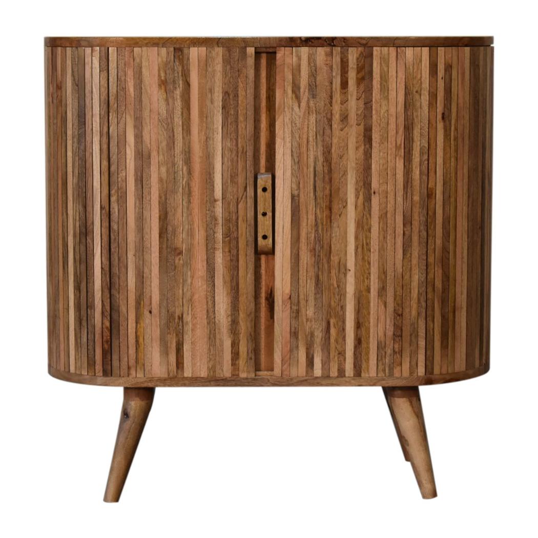 Mokka Patterned Cabinet | Solid Mango Wood | Mixed Timber Design | 2 Doors