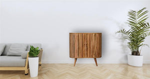 Mokka Patterned Cabinet | Solid Mango Wood | Mixed Timber Design | 2 Doors