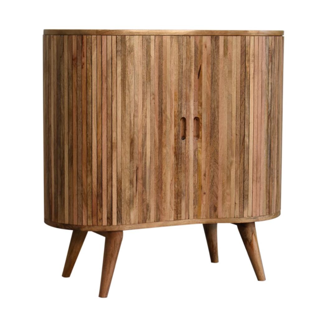 Mokka Patterned Cabinet | Solid Mango Wood | Mixed Timber Design | 2 Doors