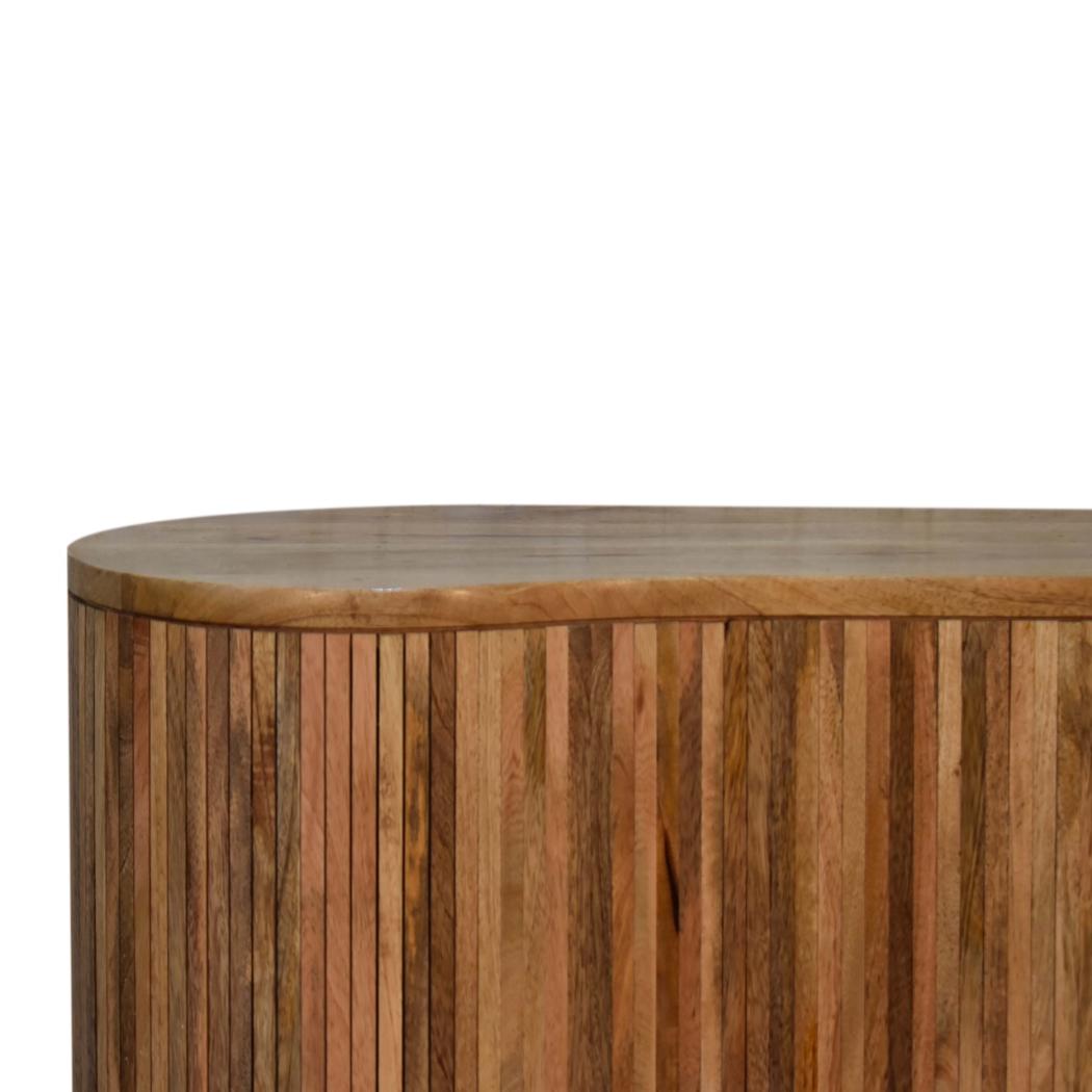 Mokka Patterned Cabinet | Solid Mango Wood | Mixed Timber Design | 2 Doors