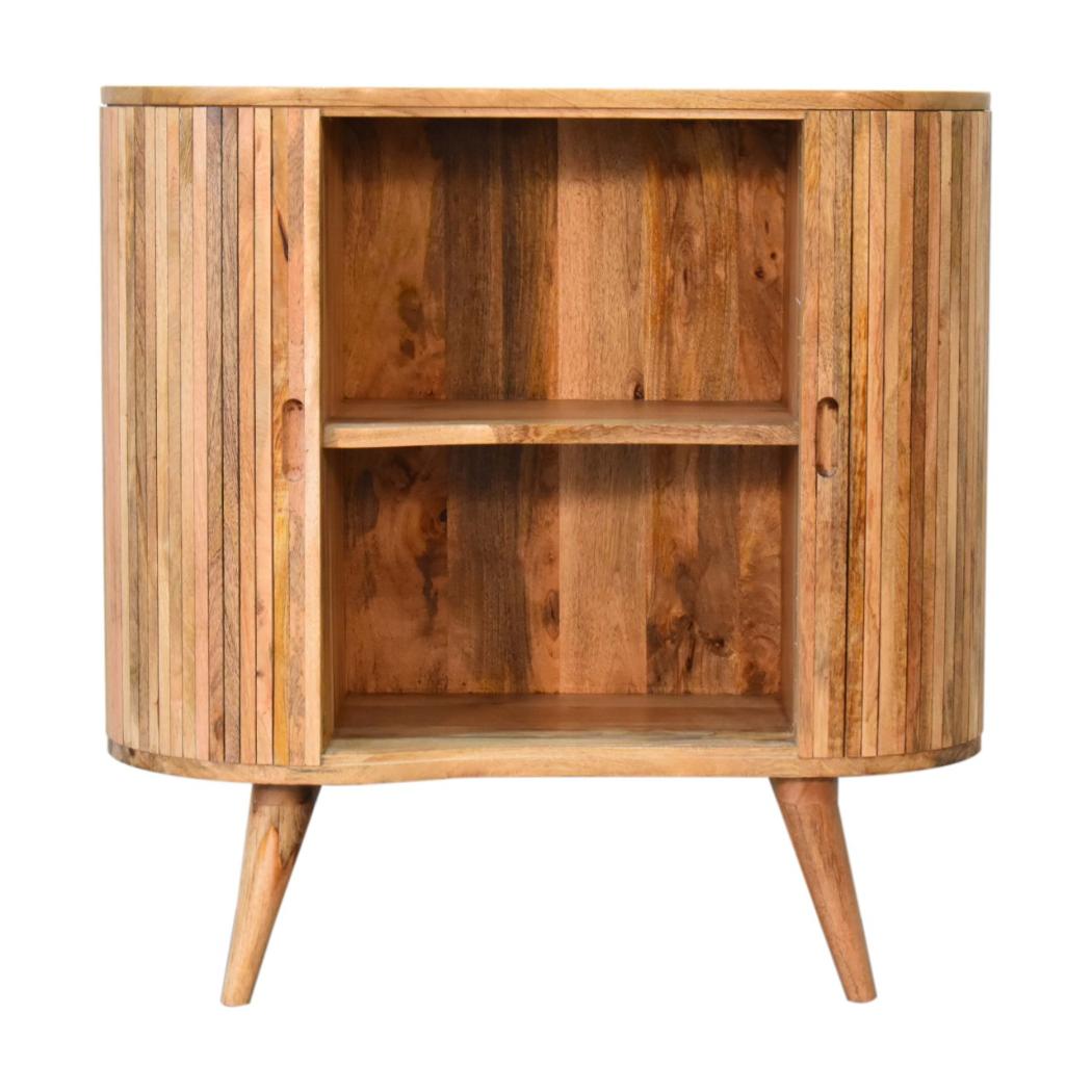 Mokka Patterned Cabinet | Solid Mango Wood | Mixed Timber Design | 2 Doors