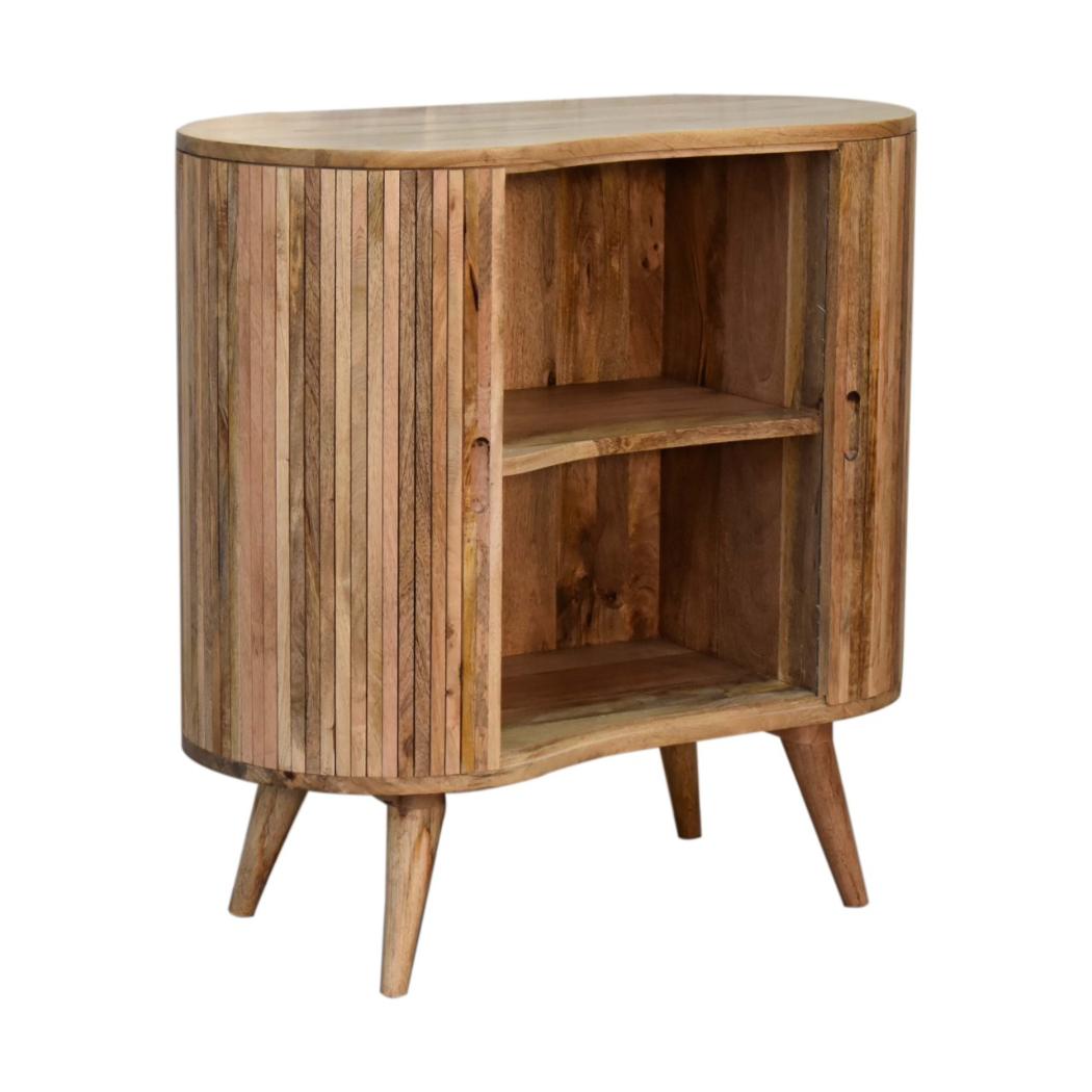 Mokka Patterned Cabinet | Solid Mango Wood | Mixed Timber Design | 2 Doors