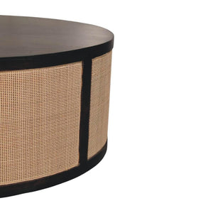Monaco Round Rattan Coffee Table | Solid Mango Wood | Natural Cane | Woven Living Room Centrepiece