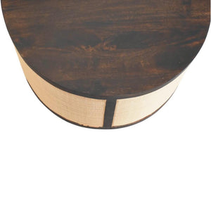 Monaco Round Rattan Coffee Table | Solid Mango Wood | Natural Cane | Woven Living Room Centrepiece