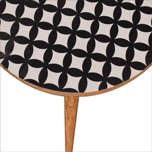 Monochrome End Table | Black & White Accent Design | Compact Side Table