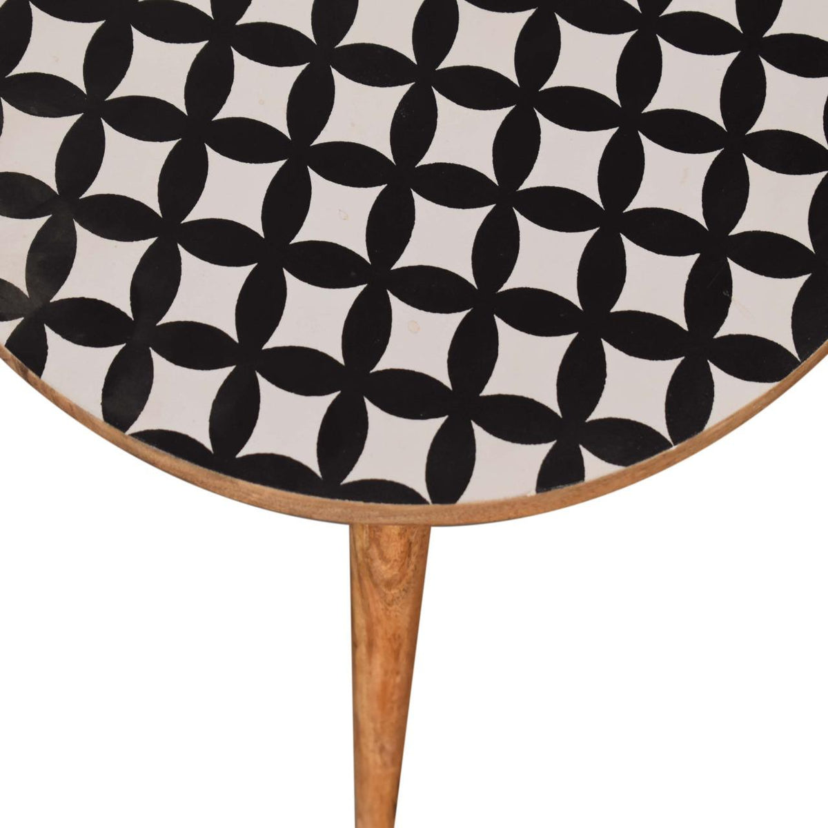 Monochrome End Table | Black & White Accent Design | Compact Side Table