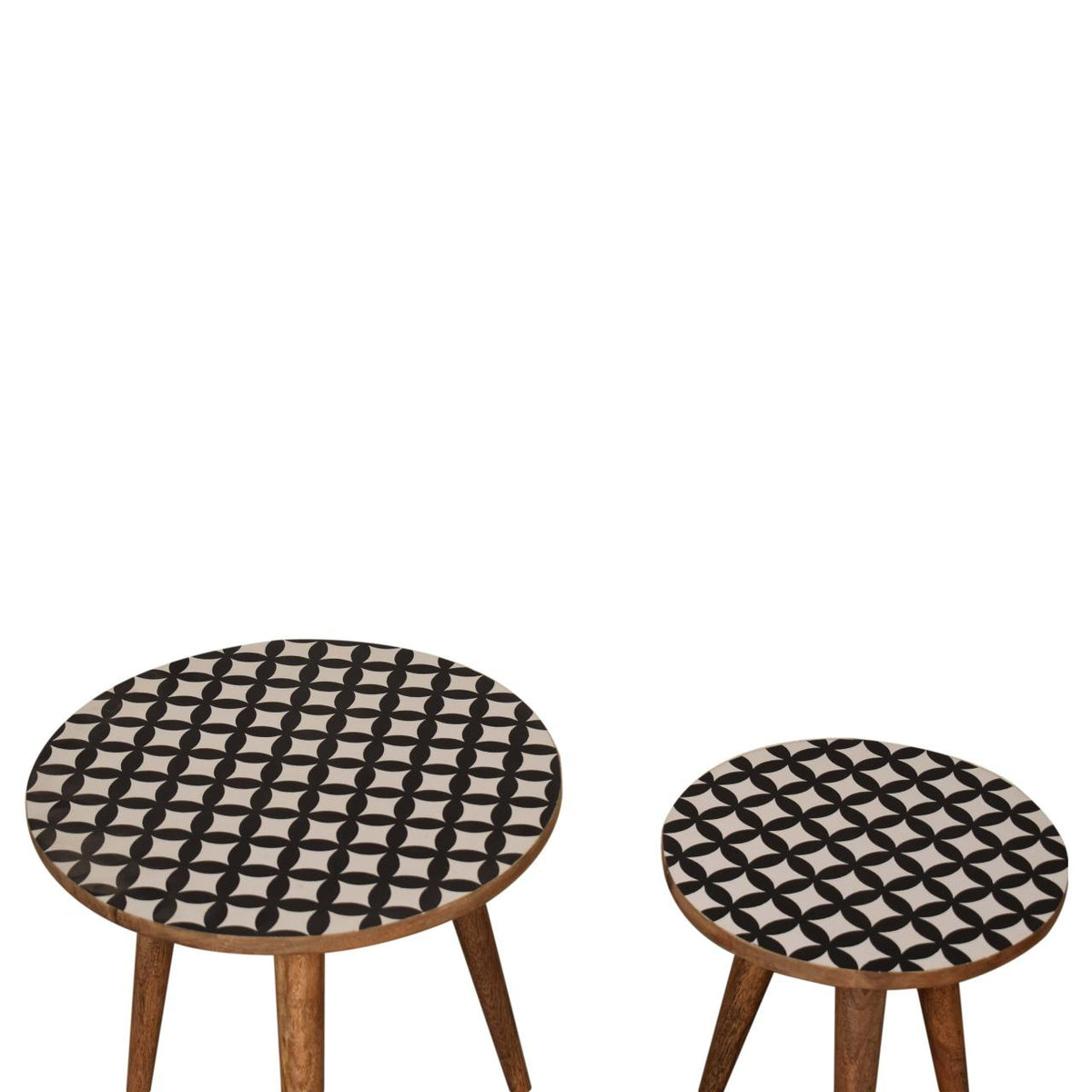 Monochrome End Table | Black & White Accent Design | Compact Side Table