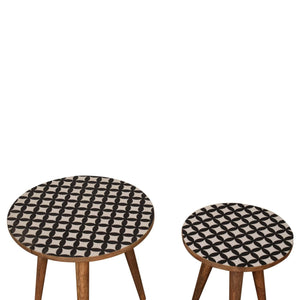 Monochrome End Table | Black & White Accent Design | Compact Side Table