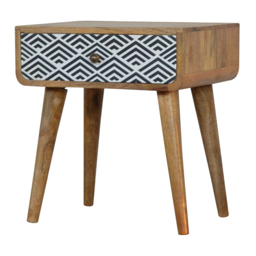 Monochrome Print Bedside Table | Distinctive Detail | Versatile Home Furniture