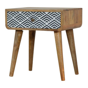 Monochrome Print Bedside Table | Distinctive Detail | Versatile Home Furniture