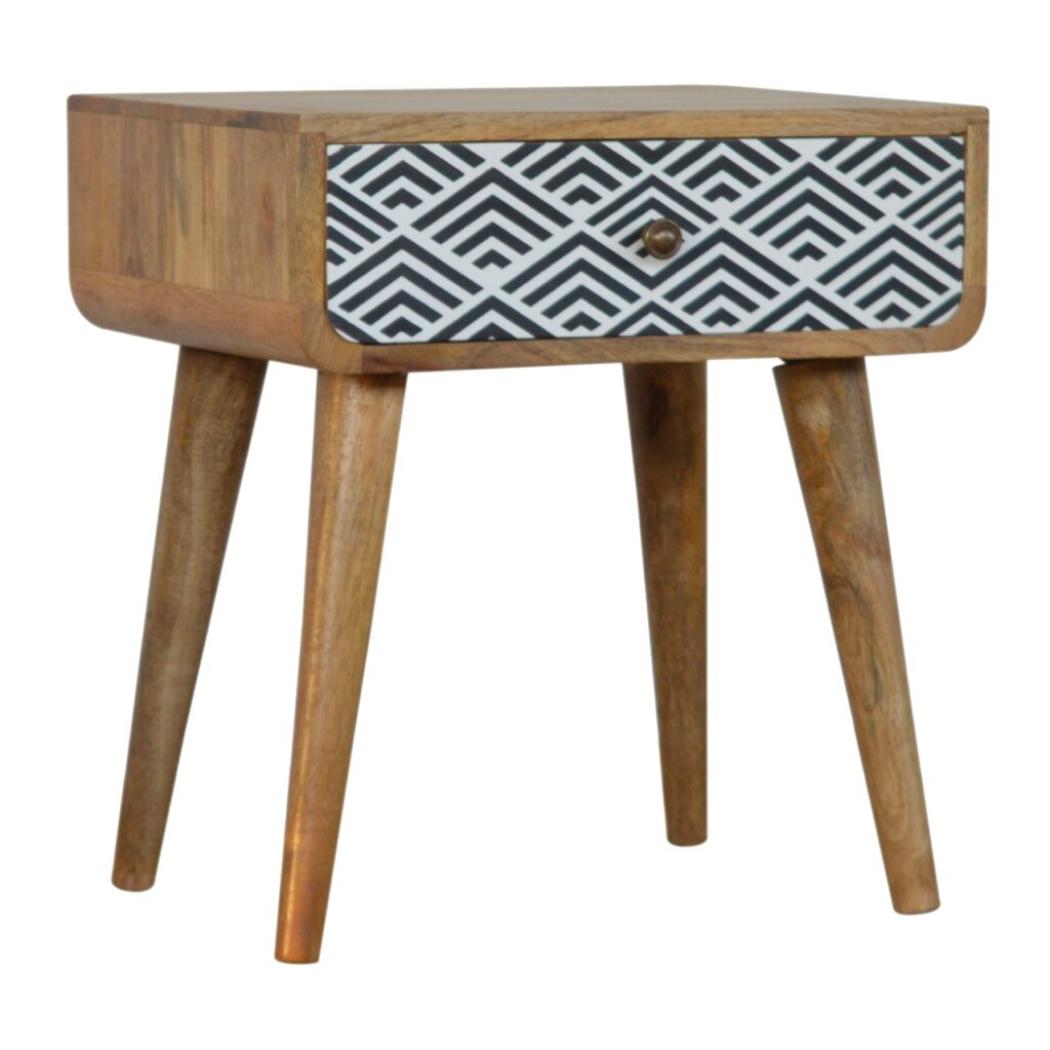 Monochrome Print Bedside Table | Distinctive Detail | Versatile Home Furniture
