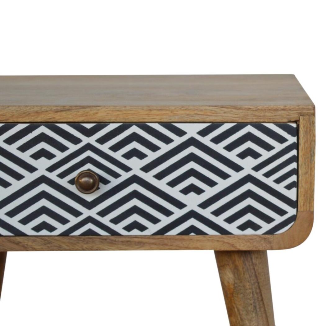 Monochrome Print Bedside Table | Distinctive Detail | Versatile Home Furniture