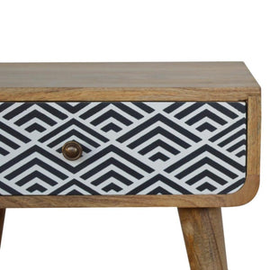 Monochrome Print Bedside Table | Distinctive Detail | Versatile Home Furniture