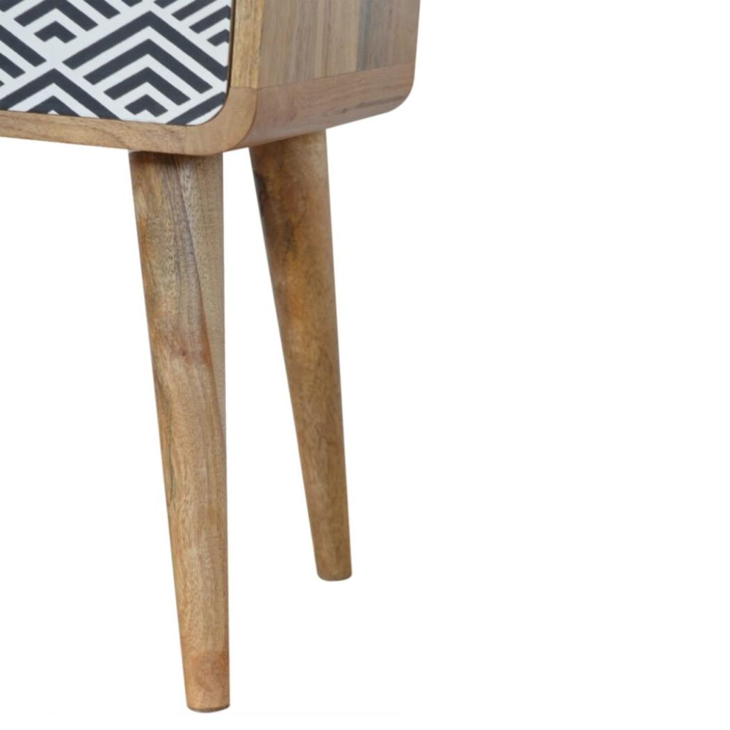 Monochrome Print Bedside Table | Distinctive Detail | Versatile Home Furniture