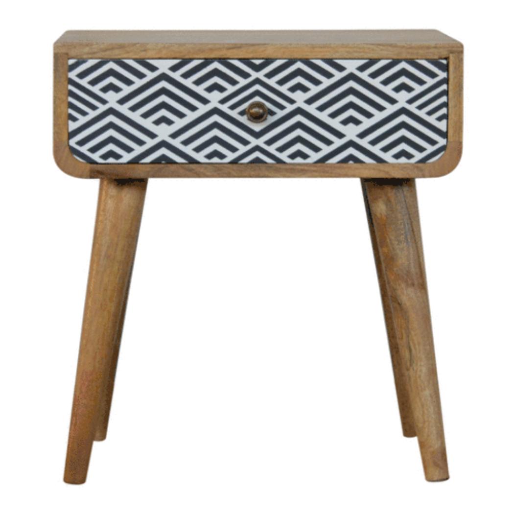 Monochrome Print Bedside Table | Distinctive Detail | Versatile Home Furniture