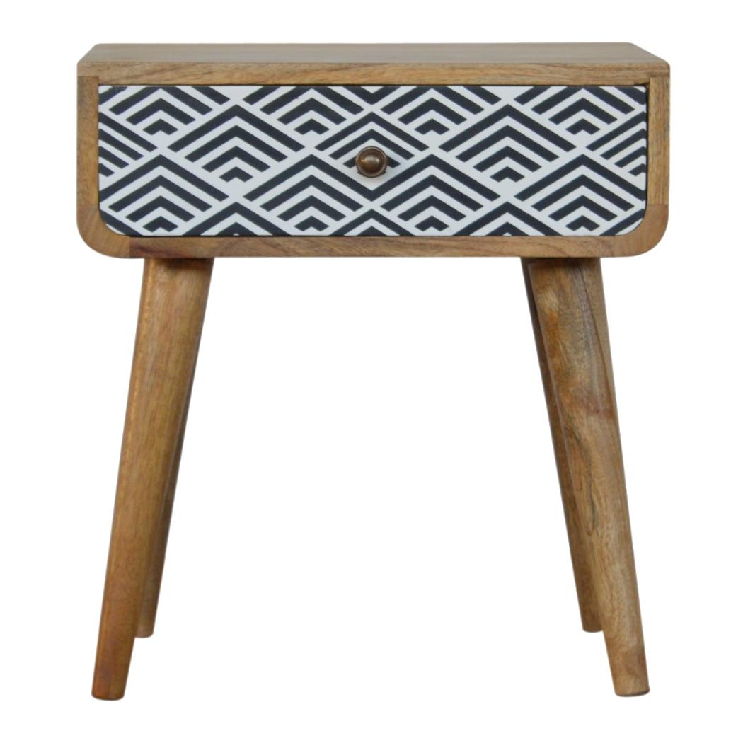 Monochrome Print Bedside Table | Distinctive Detail | Versatile Home Furniture