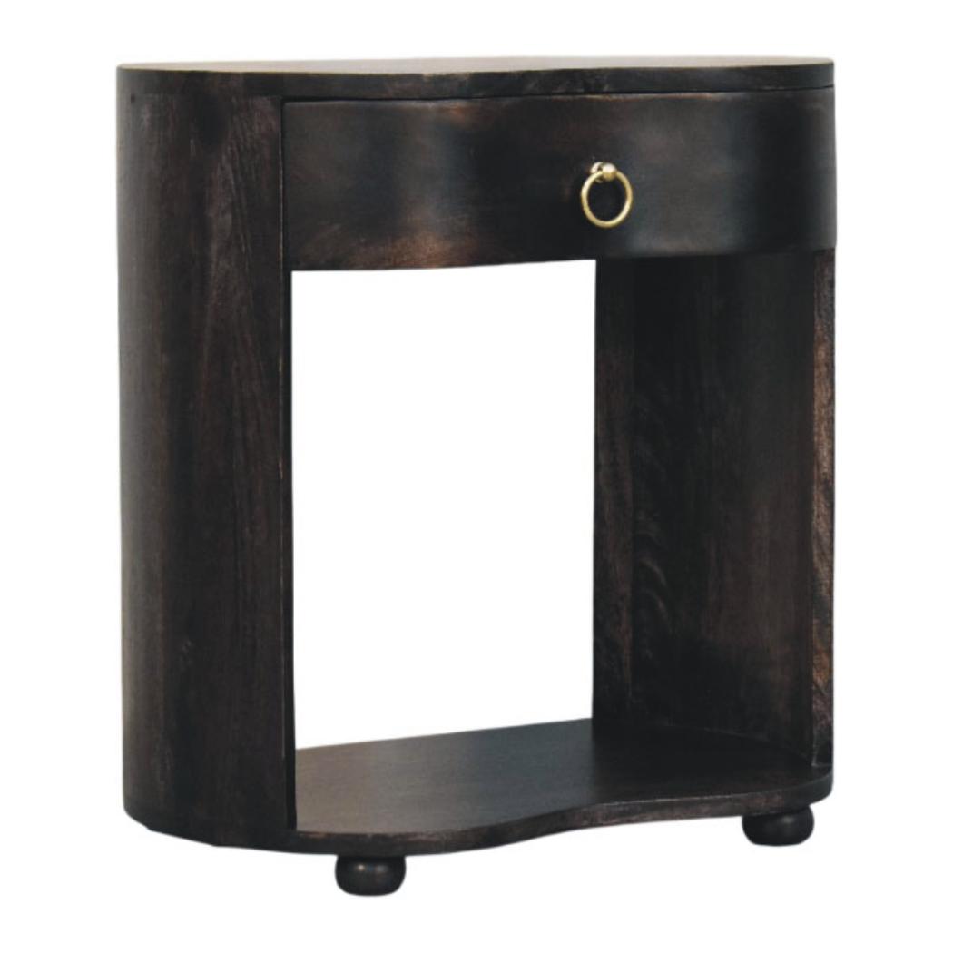 Monroe Bedside Table | Solid Mango Wood | Rounded Design | Modern Bedroom Storage