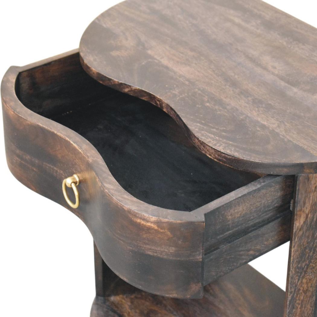 Monroe Bedside Table | Solid Mango Wood | Rounded Design | Modern Bedroom Storage