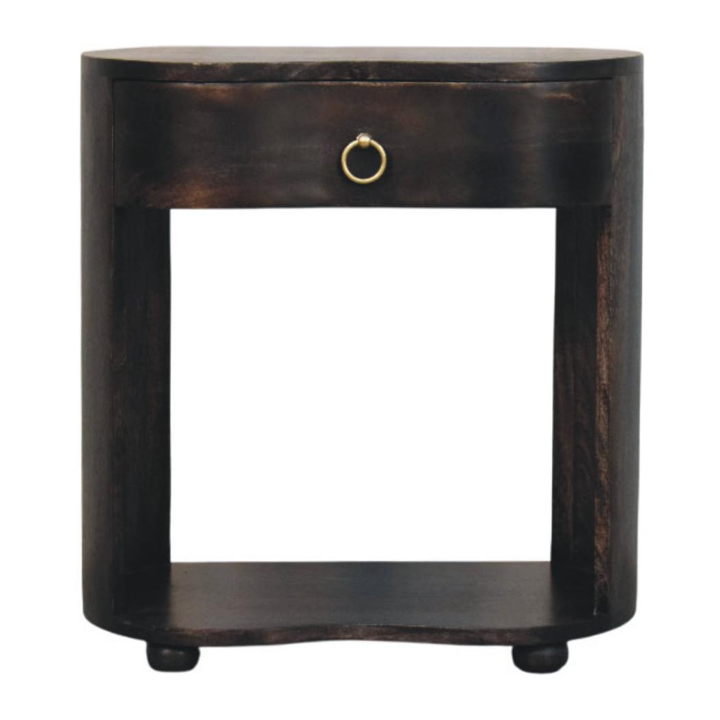 Monroe Bedside Table | Solid Mango Wood | Rounded Design | Modern Bedroom Storage