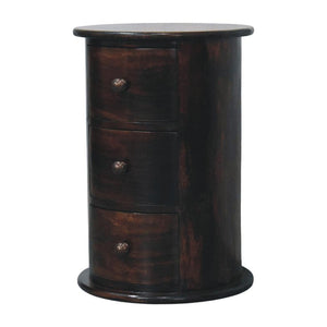 Monterey Drum Chest | Solid Mango Wood | Three Drawers | California Walnut Finish